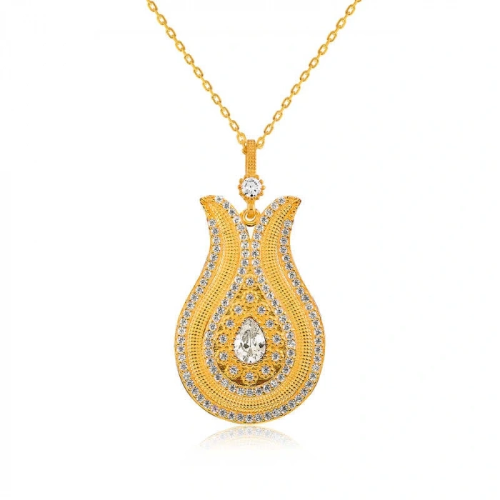 Byhodi 925 Ayar Gümüş Damla Taşlı Lale Kadın Gümüş Kolye PT2610655 (599599)