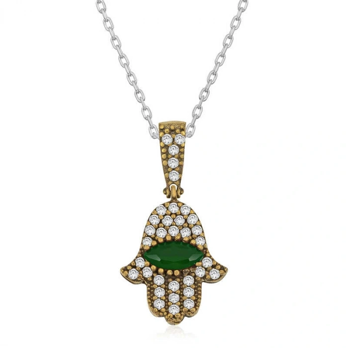 925 Ayar Gümüş Fatma Eli Otantik Bayan Gümüş Kolye T5963 (599599)