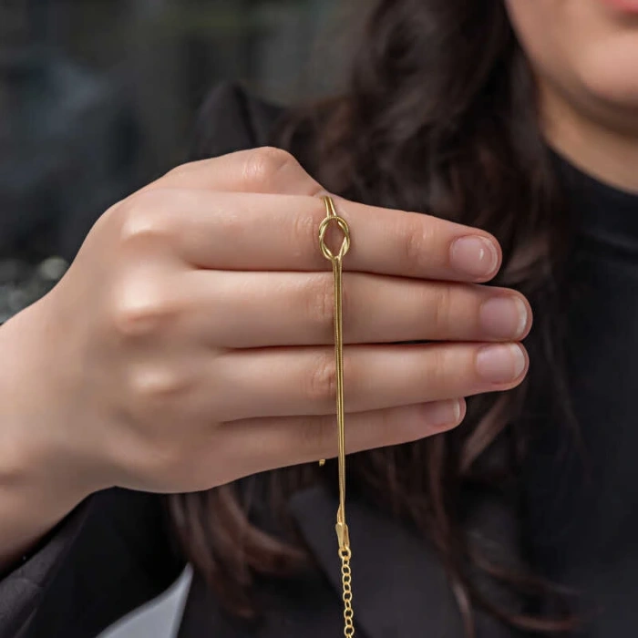 Byhodi 925 Ayar Gümüş Gold Aşk Düğüm Kadın Bileklik T8074 (599599)