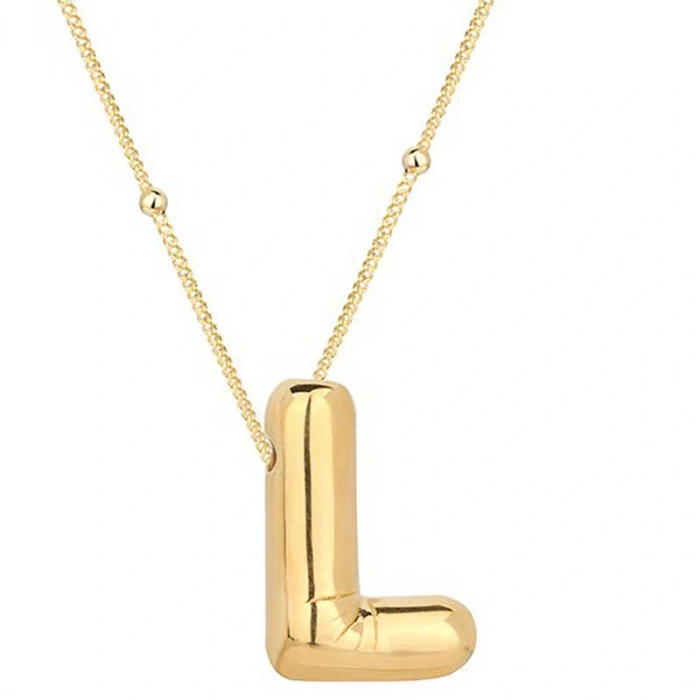 925 Ayar Gümüş Gold Balon L Harfi Kadın Kolye T7860 (599599)