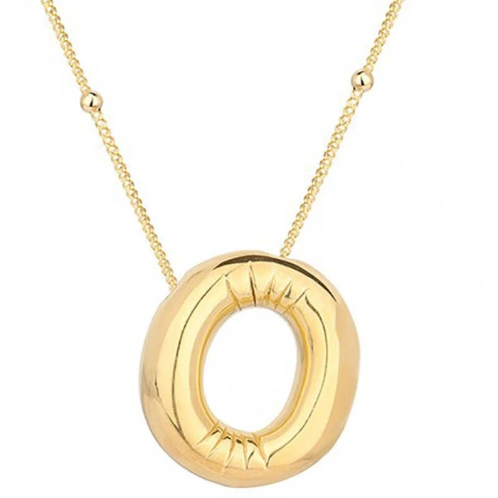 925 Ayar Gümüş Gold Balon O Harfi Kadın Kolye T7863 (599599)