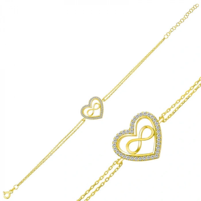 Byhodi 925 Ayar Gümüş Gold Kalp Sonsuzluk Bileklik T5992 (599599)