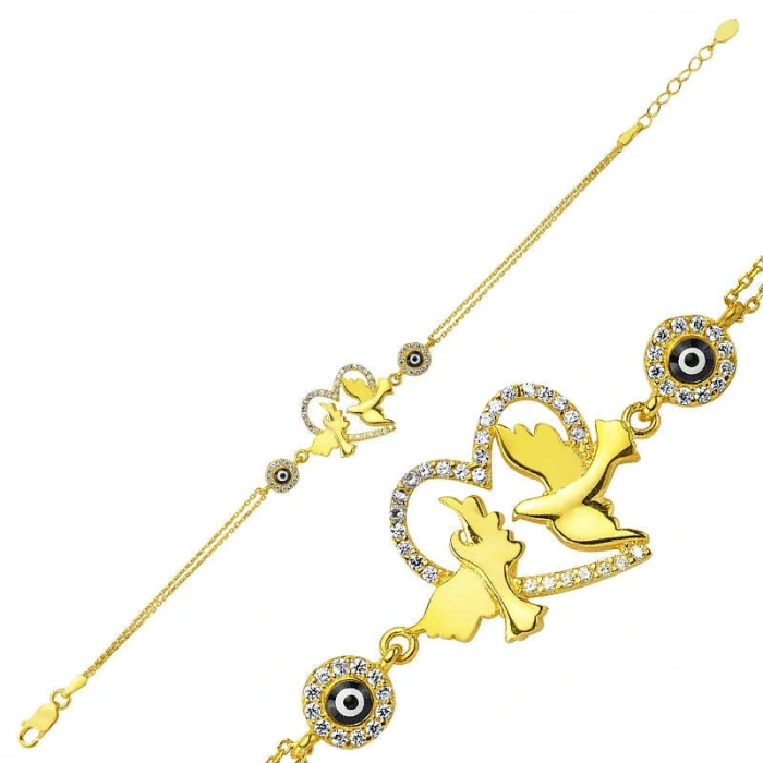 Byhodi 925 Ayar Gümüş Gold Kalpli Güvercin Bileklik BR0460175 (599599)