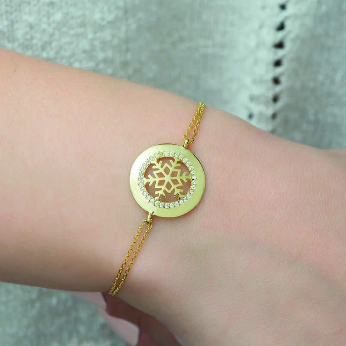 Byhodi 925 Ayar Gümüş Gold Kar Tanesi Bileklik T5127 (599599)