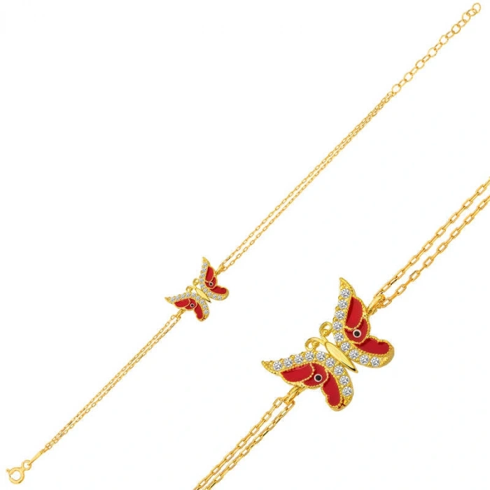 Byhodi ​925 Ayar Gümüş Gold Mineli Kelebek Bileklik T6222 (599599)