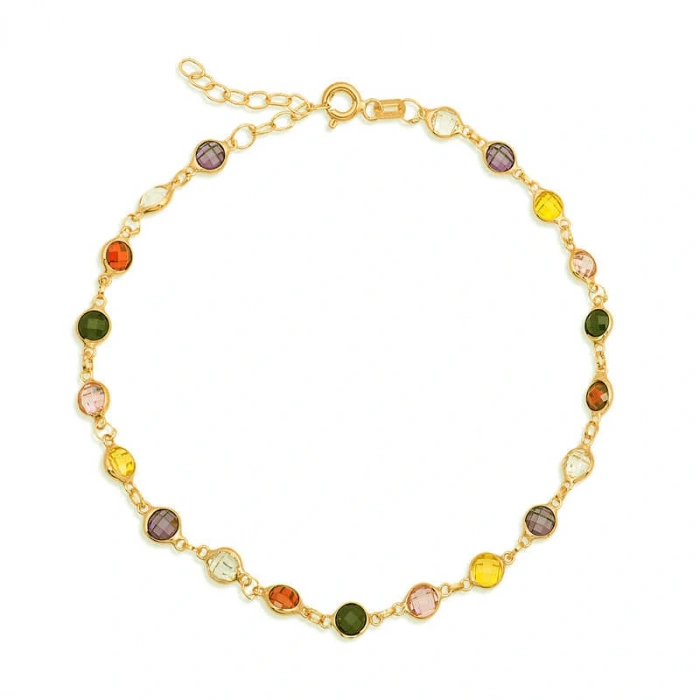 Byhodi 925 Ayar Gümüş Gold Renkli Taşlı Kadın Bileklik T8373 (599599)