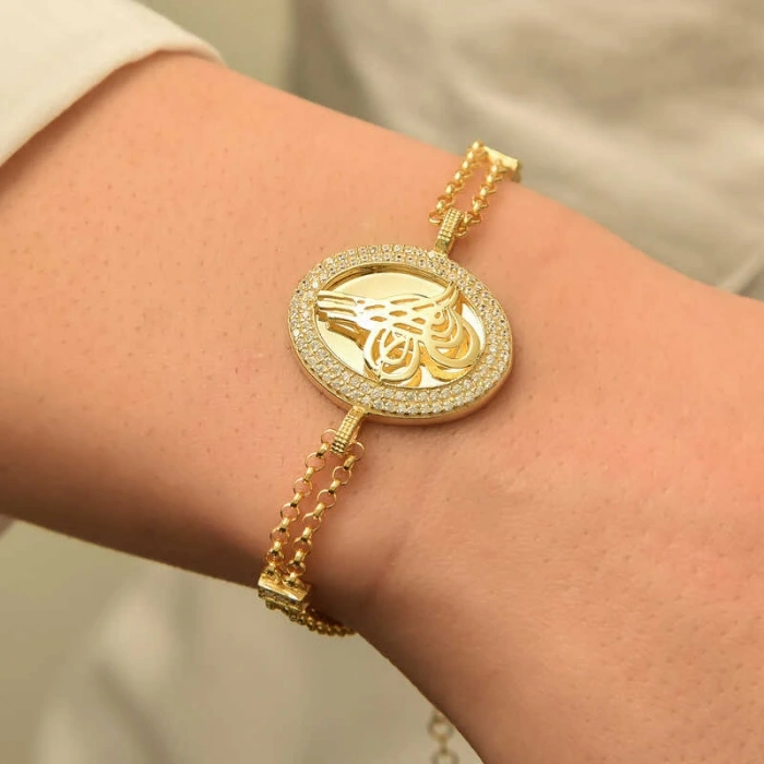 Byhodi 925 Ayar Gümüş Gold Tuğralı Bileklik BR0460660 (599599)