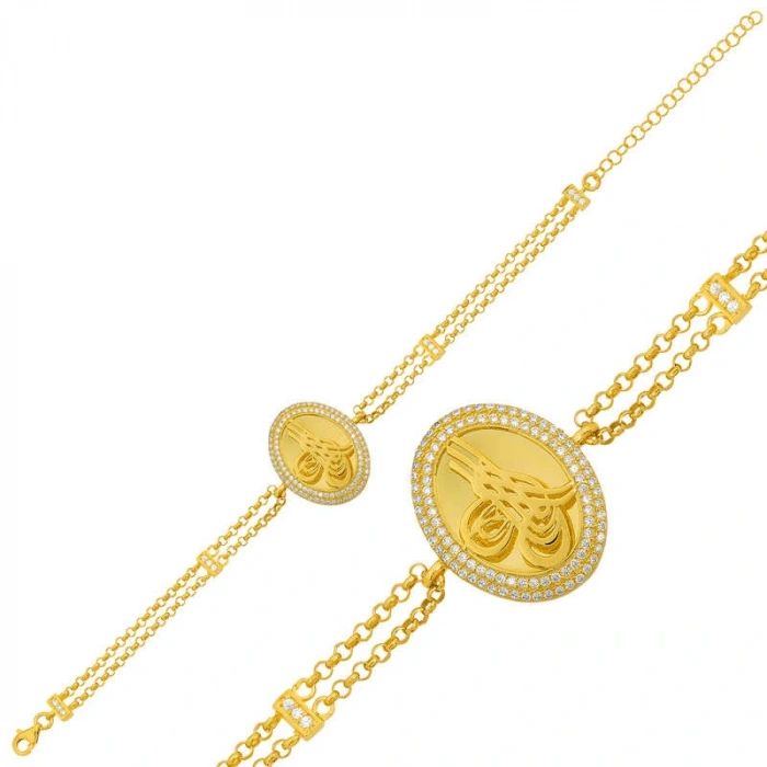 Byhodi 925 Ayar Gümüş Gold Tuğralı Bileklik BR0460660 (599599)