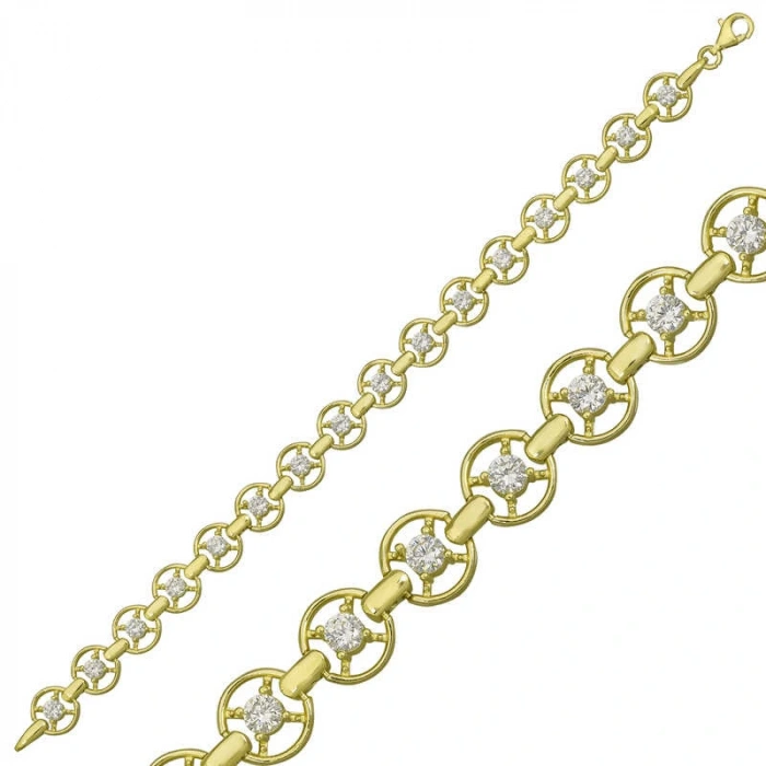 Byhodi 925 Ayar Gümüş Gold Yuvarlak Su Yolu Bileklik T6378 (599599)