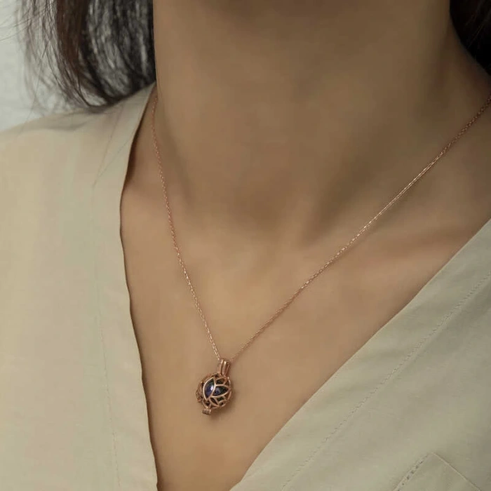 Byhodi 925 Ayar Gümüş Kafesli Lotus Bayan Gümüş Kolye T6026 (599599)