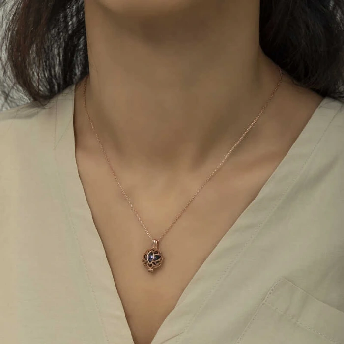 Byhodi 925 Ayar Gümüş Kafesli Lotus Bayan Gümüş Kolye T6026 (599599)