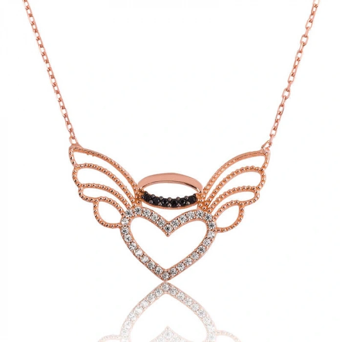 Byhodi 925 Ayar Gümüş Kalpli Melek Kanadı Kadın Gümüş Kolye PT2610529 (599599)