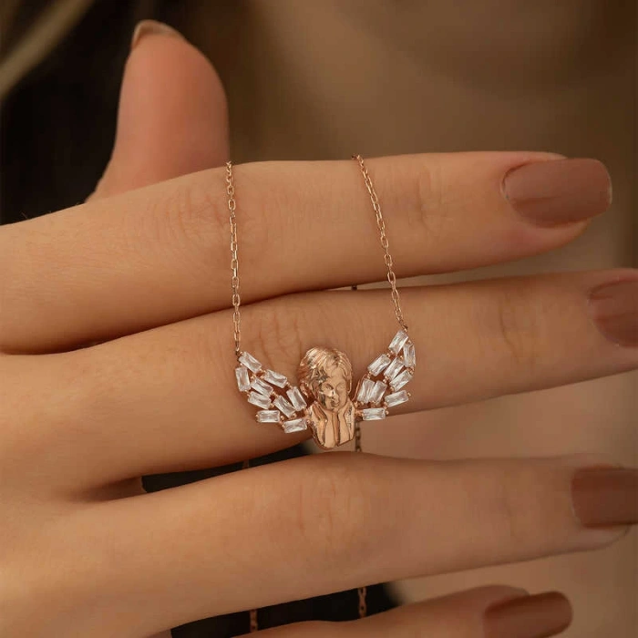 925 Ayar Gümüş Kanatlı Melek Kadın Gümüş Kolye T4609 (599599)