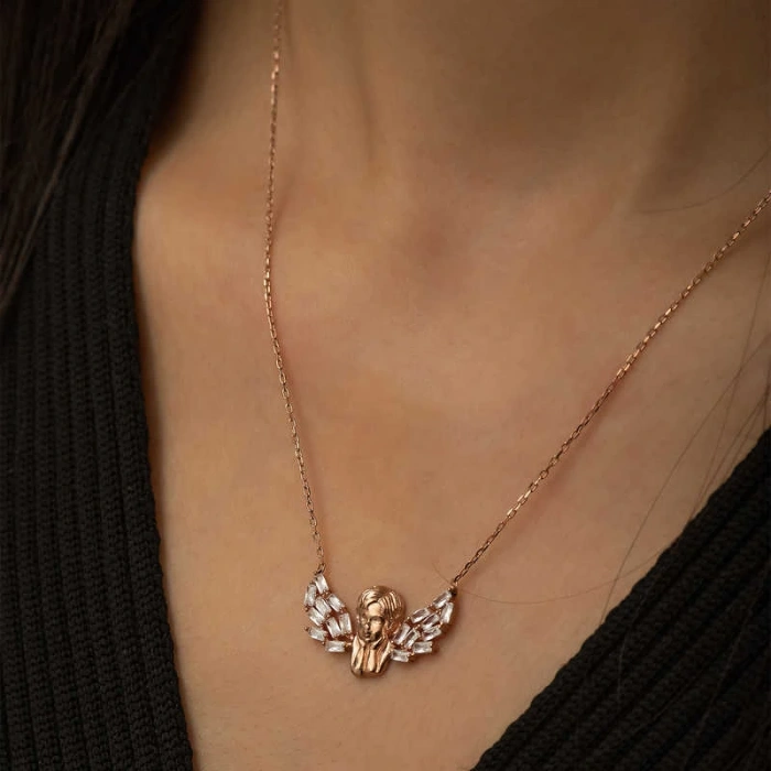 925 Ayar Gümüş Kanatlı Melek Kadın Gümüş Kolye T4609 (599599)