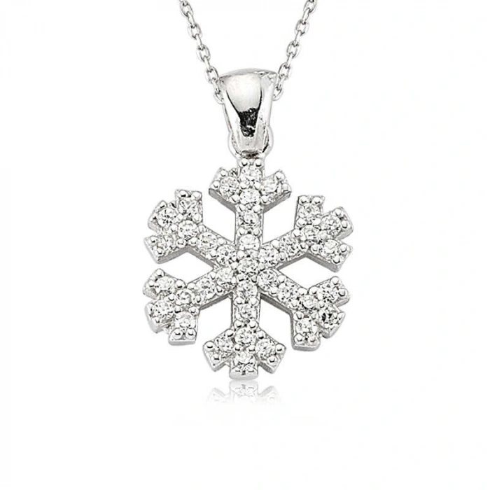 925 Ayar Gümüş Kar Tanesi Kadın Gümüş Kolye SET101106P (599599)