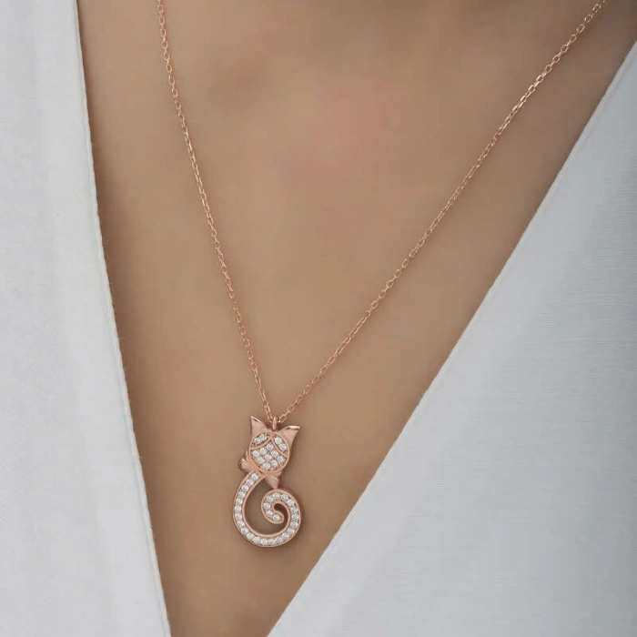 925 Ayar Gümüş Kedi Kadın Gümüş Kolye T6585 (599599)