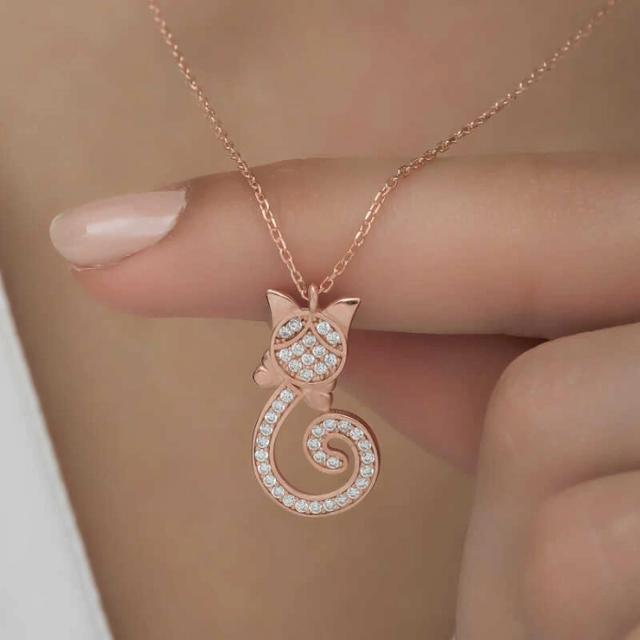 925 Ayar Gümüş Kedi Kadın Gümüş Kolye T6585 (599599)