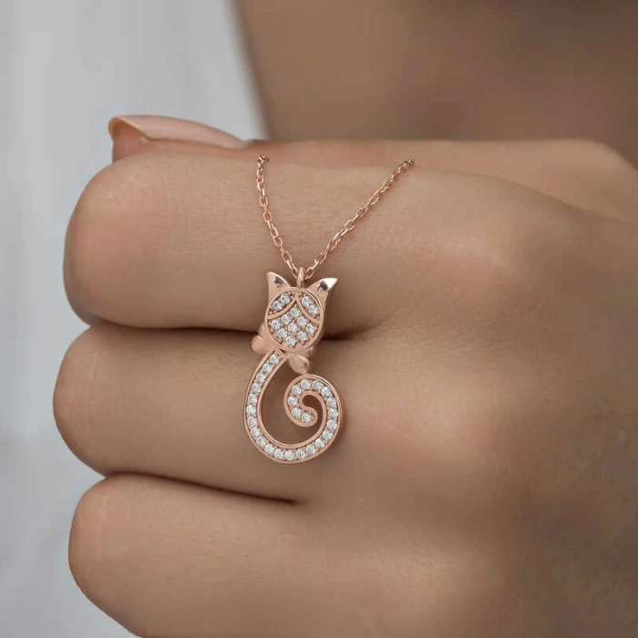 925 Ayar Gümüş Kedi Kadın Gümüş Kolye T6585 (599599)