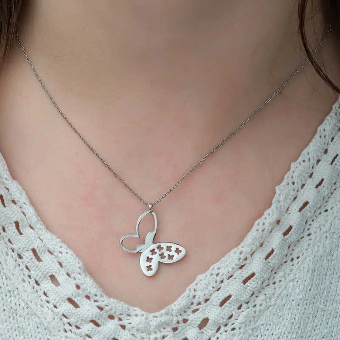 925 Ayar Gümüş Kelebek Kadın Gümüş Kolye T4855 (599599)