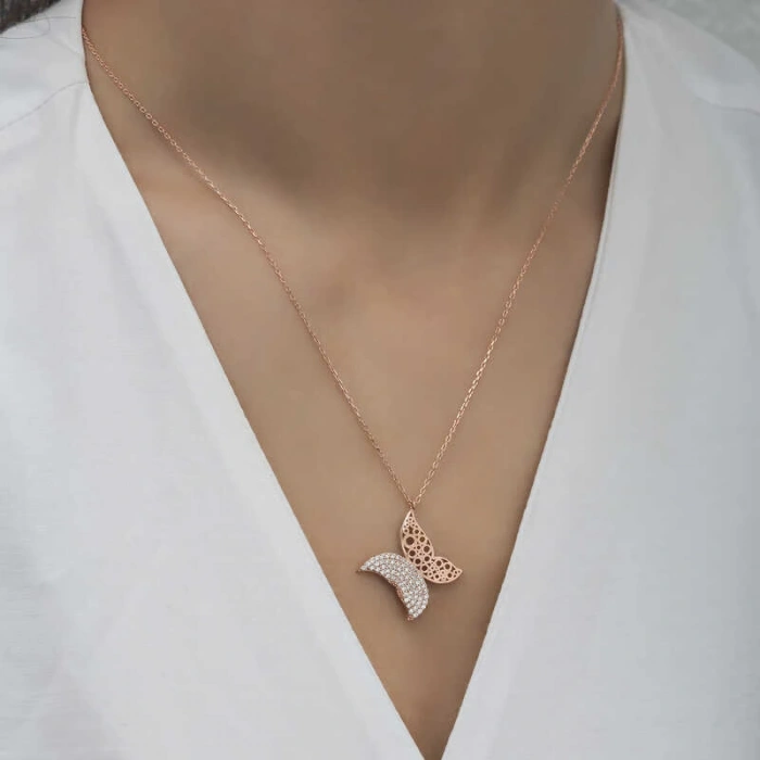 925 Ayar Gümüş Kelebek Kadın Gümüş Kolye T6587 (599599)