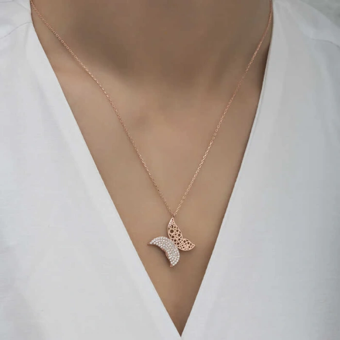 925 Ayar Gümüş Kelebek Kadın Gümüş Kolye T6587 (599599)