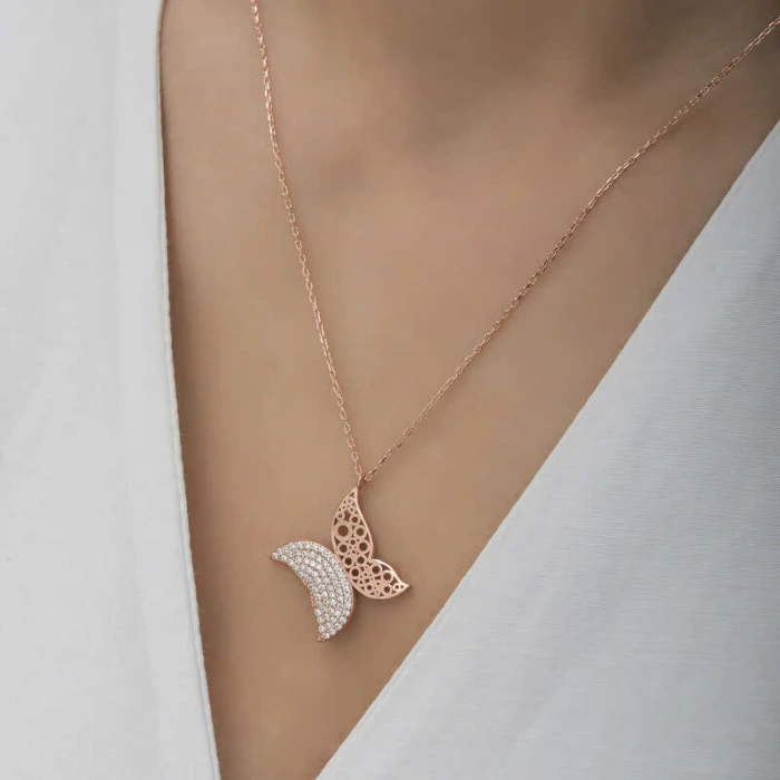 925 Ayar Gümüş Kelebek Kadın Gümüş Kolye T6587 (599599)