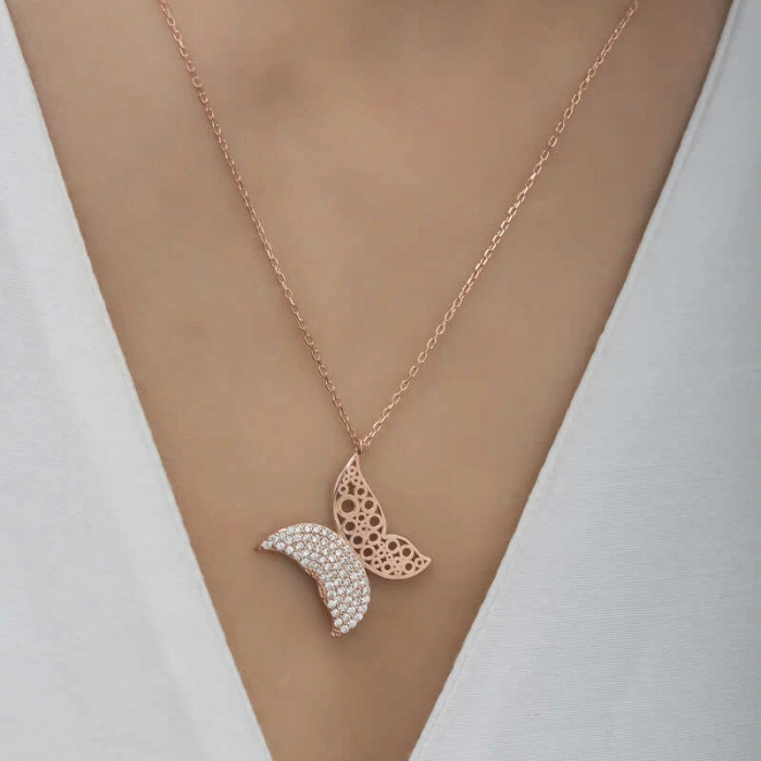 925 Ayar Gümüş Kelebek Kadın Gümüş Kolye T6587 (599599)