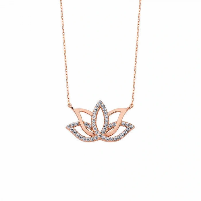 925 Ayar Gümüş Lotus Çiçeği Gümüş Kolye T6242 (599599)