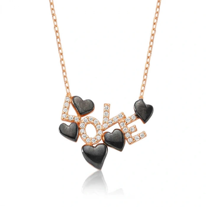 925 Ayar Gümüş Love Yazılı Kalpli Kadın Gümüş Kolye PT2610291 (599599)