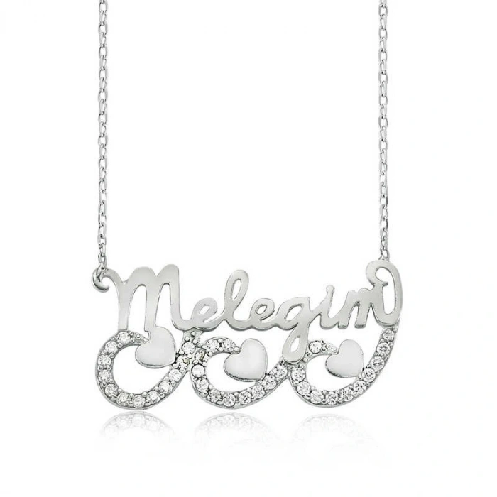 925 Ayar Gümüş Meleğim Yazılı Kalpli Kadın Gümüş Kolye PT0460043 (599599)