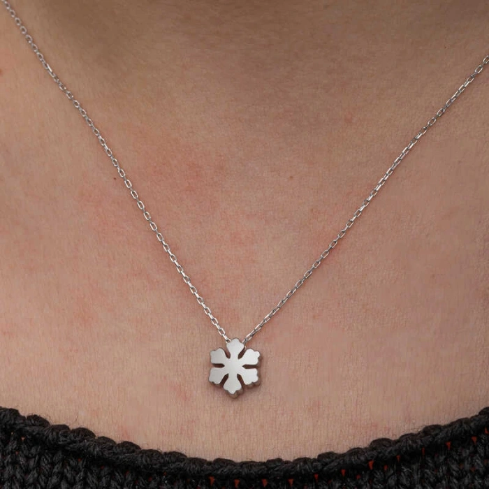 925 Ayar Gümüş Minimal Kar Tanesi Kadın Kolye T8656 (599599)