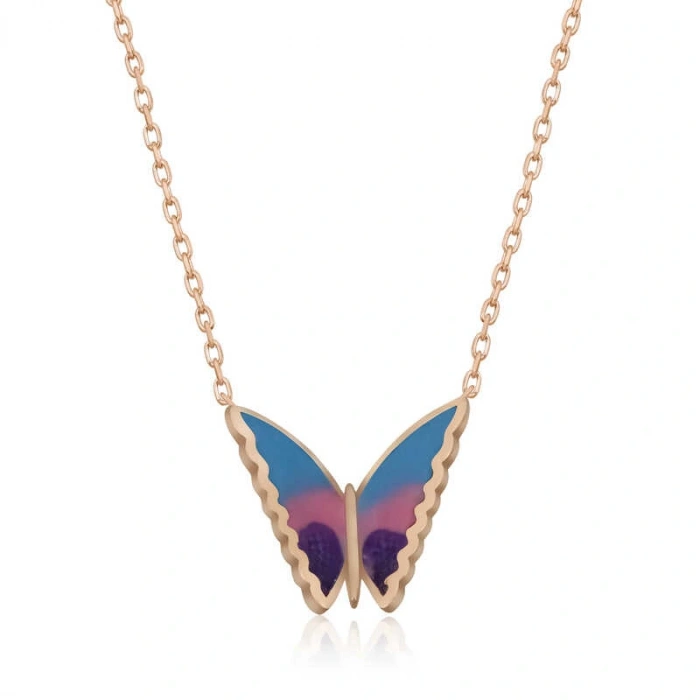 925 Ayar Gümüş Minimal Kelebek Bayan Gümüş Kolye T5956 (599599)