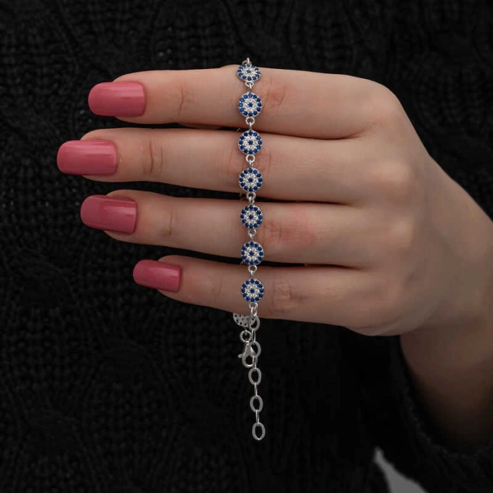 Byhodi ​925 Ayar Gümüş Nazar Boncuklu Kadın Bileklik T8648 (599599)