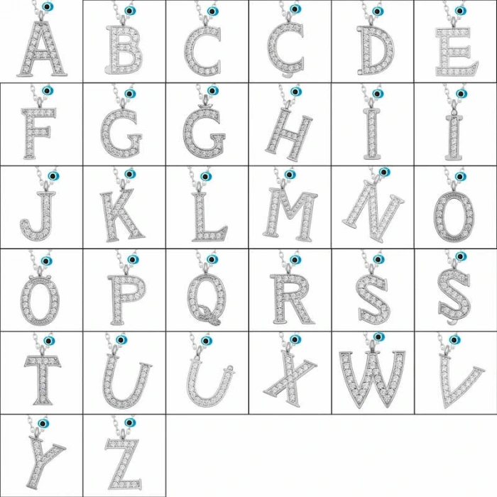 Byhodi 925 Ayar Gümüş Nazar Rodyum L Harfi Kadın Gümüş Kolye T6817 (599599)