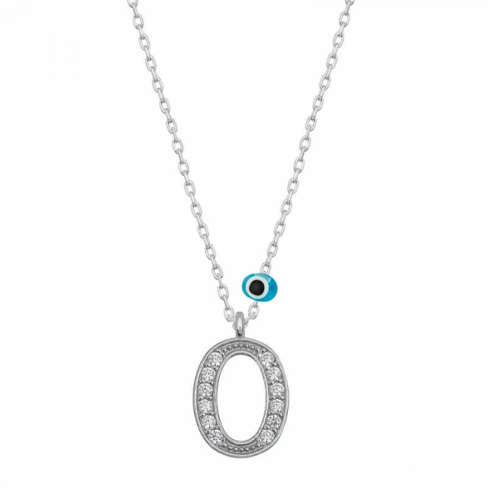 Byhodi 925 Ayar Gümüş Nazar Rodyum O Harfi Kadın Gümüş Kolye T6820 (599599)