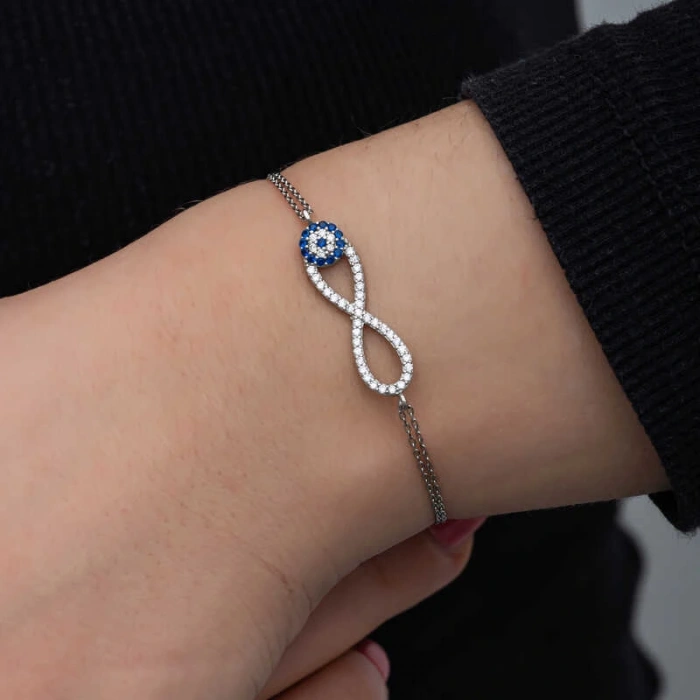 Byhodi 925 Ayar Gümüş Nazarlı Sonsuzluk Kadın Bileklik T8556 (599599)