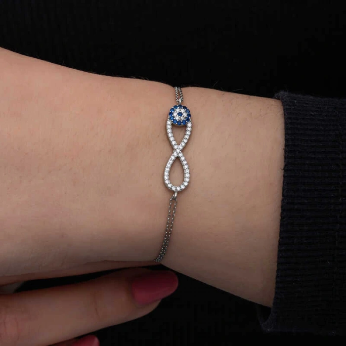 Byhodi 925 Ayar Gümüş Nazarlı Sonsuzluk Kadın Bileklik T8556 (599599)