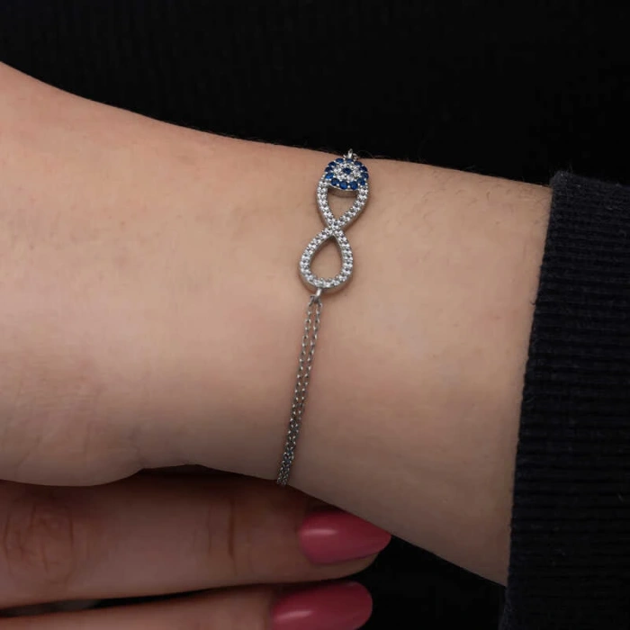 Byhodi 925 Ayar Gümüş Nazarlı Sonsuzluk Kadın Bileklik T8556 (599599)