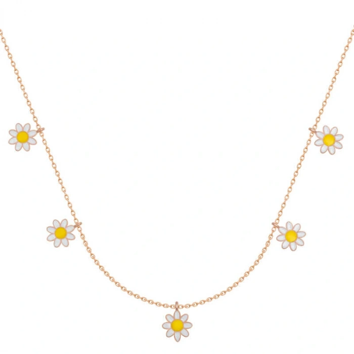 925 Ayar Gümüş Papatya Şans Kadın Gümüş Kolye T6568 (599599)