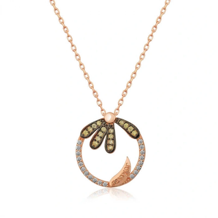 925 Ayar Gümüş Papatya "Seviyor"  Gümüş Kolye T4602 (599599)