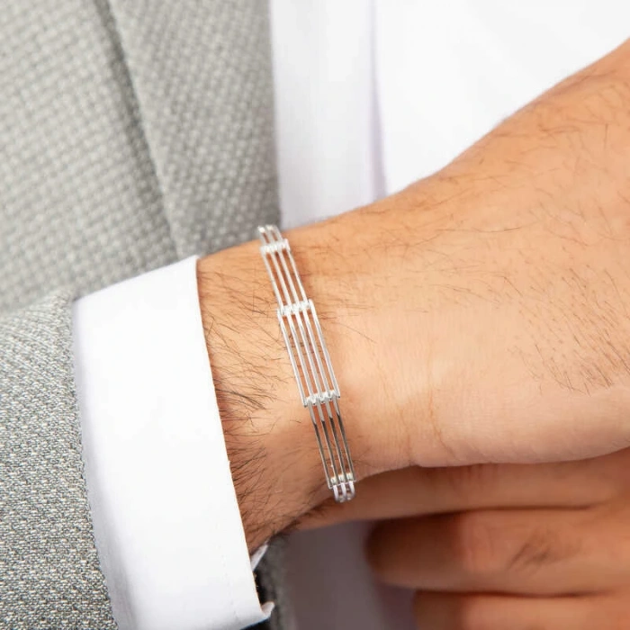 Byhodi ​925 Ayar Gümüş Parçalı Erkek Bileklik T7412 (599599)