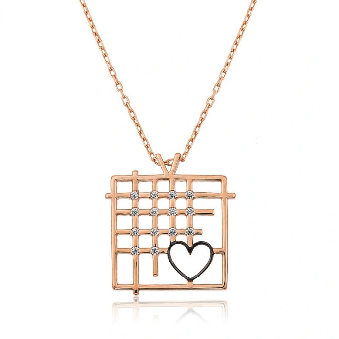 925 Ayar Gümüş Parmaklıklar Arasındaki Aşk Kadın Gümüş Kolye T4559 (599599)