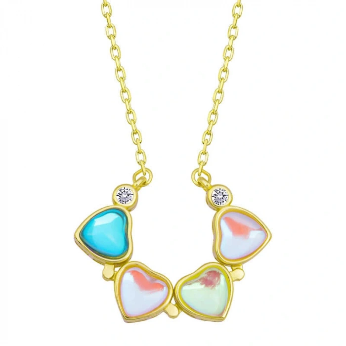 925 Ayar Gümüş Renkli Açılabilen Yonca Kadın Gümüş Kolye T6975 (599599)