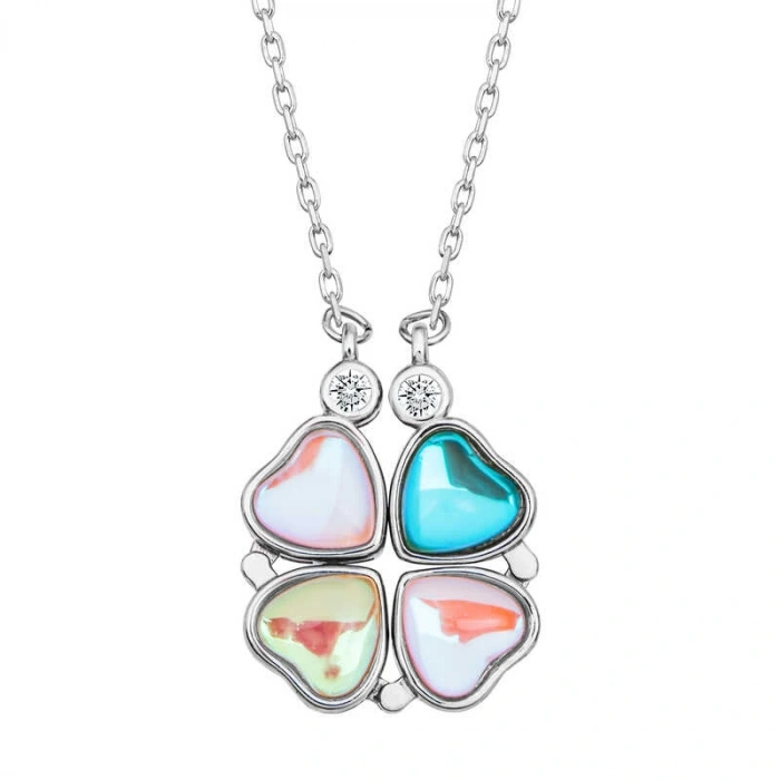 Byhodi 925 Ayar Gümüş Renkli Açılabilen Yonca Kadın Gümüş Kolye T6976 (599599)