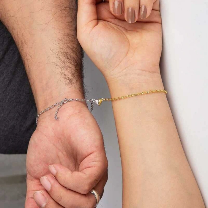 Byhodi 925 Ayar Gümüş Rodyum Gold Çift Kalpli Aşk Bileklik T8621 (599599)