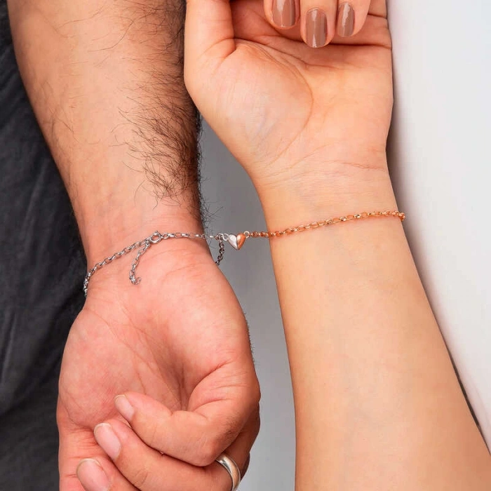 Byhodi 925 Ayar Gümüş Rodyum Rose Çift Kalpli Aşk Bileklik T8622 (599599)