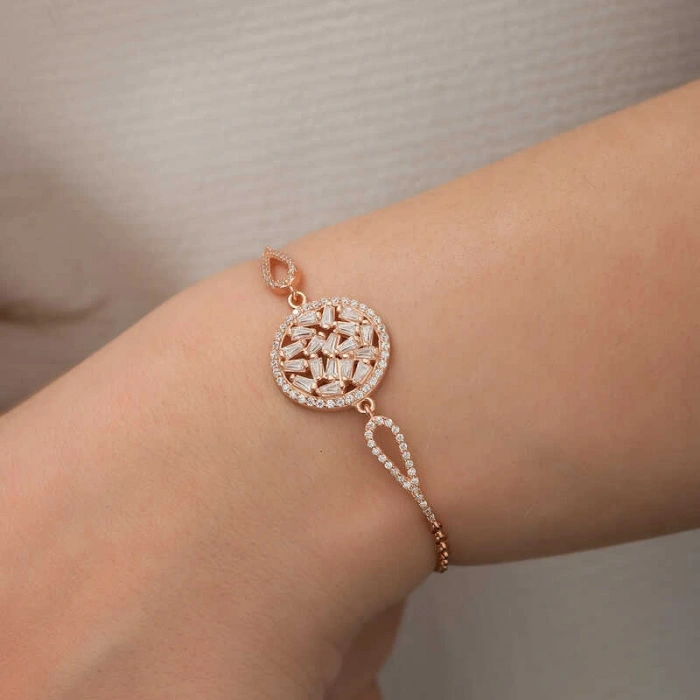 Byhodi 925 Ayar Gümüş Rose Baget Taşlı Bileklik T5273 (599599)