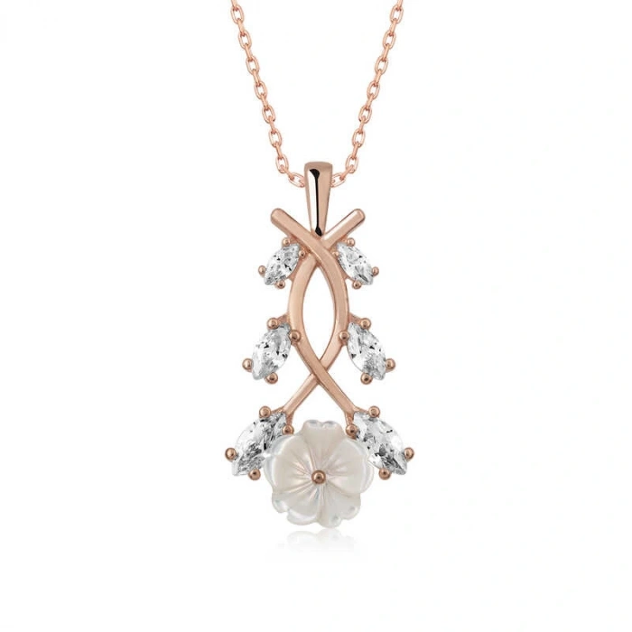 Byhodi 925 Ayar Gümüş Rose Bahar Çiçeği Gümüş Kolye T5208 (599599)