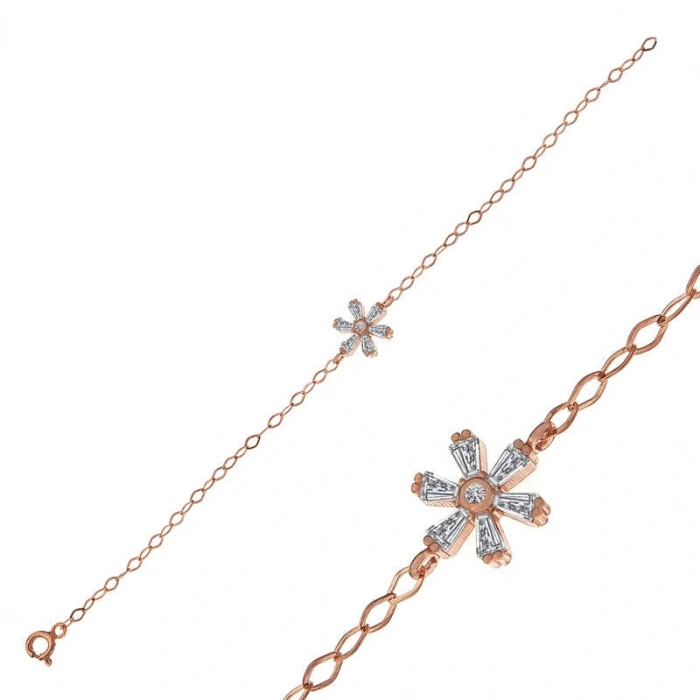 Byhodi 925 Ayar Gümüş Rose Çiçek Kadın Bileklik T7382 (599599)