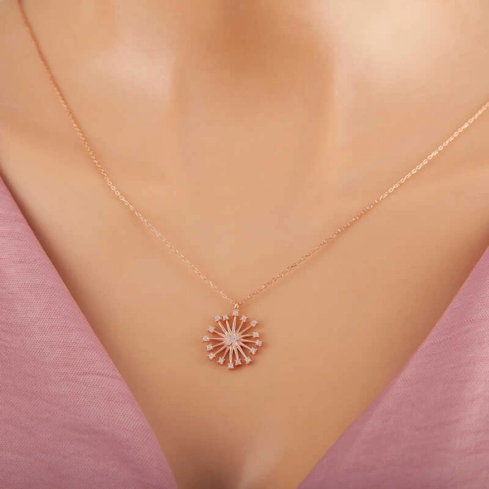 Byhodi ​925 Ayar Gümüş Rose Çiçek Kadın Gümüş Kolye T7375 (599599)